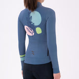 Women's Training Thermal Cycling Jersey Flower-Indigo Blue